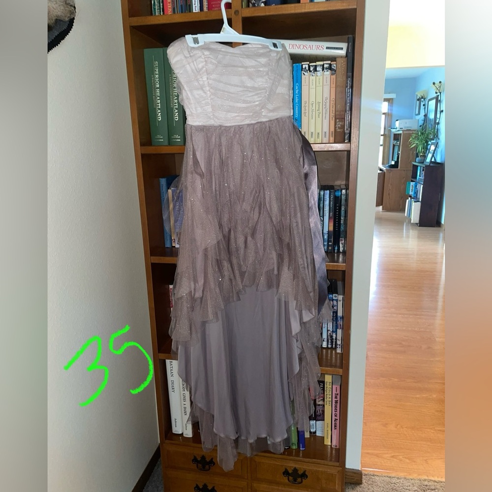 Chic Strapless Cream and Mauve Dress